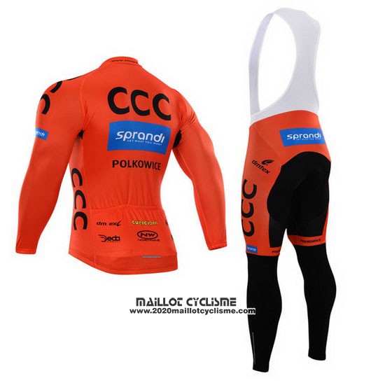 2015 Maillot Ciclismo CCC Noir et Orange Manches Longues et Cuissard